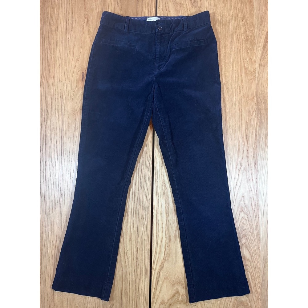 Anthropologie Corduroy Pants Women Size 4 Navy Blue Straight Leg Preppy Style